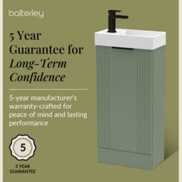 Balterley Green 400mm Floor Standing Cloakroom Vanity Basin Unit With Black Handle Compact Bathroom Storage - thumbnail 6