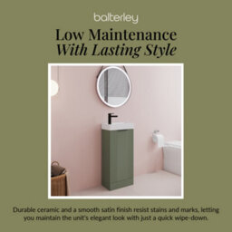 Balterley Green 400mm Floor Standing Cloakroom Vanity Basin Unit With Black Handle Compact Bathroom Storage - thumbnail 7