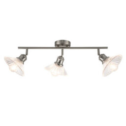 Cosylyte Milan Bathroom 3 Light Modern Ribbed Glass Spotlight - Brushed Nickel - thumbnail 4