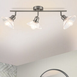 Cosylyte Milan Bathroom 3 Light Modern Ribbed Glass Spotlight - Brushed Nickel - thumbnail 1