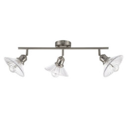 Cosylyte Milan Bathroom 3 Light Modern Ribbed Glass Spotlight - Brushed Nickel - thumbnail 3