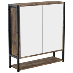 Lana Matt Brown Double Bathroom Wall Cabinet With 2 Mirror Doors (H)600mm (W)535mm