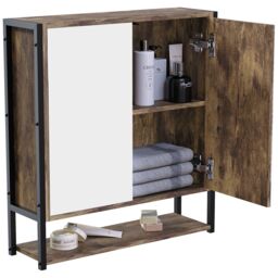 Lana Matt Brown Double Bathroom Wall Cabinet With 2 Mirror Doors (H)600mm (W)535mm - thumbnail 3