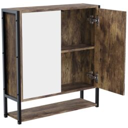 Lana Matt Brown Double Bathroom Wall Cabinet With 2 Mirror Doors (H)600mm (W)535mm - thumbnail 2