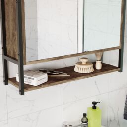 Lana Matt Brown Double Bathroom Wall Cabinet With 2 Mirror Doors (H)600mm (W)535mm - thumbnail 5
