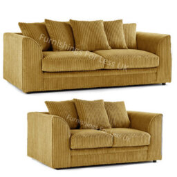 Furnishings For Less UK Luxor Jumbo Cord Mustard Fabric 3 + 2 Sofa Suite - thumbnail 1