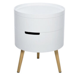 Homcom Side Coffee Table End Desk Night Stand Storage W/ Detachable Tray, White - thumbnail 2