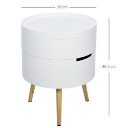 Homcom Side Coffee Table End Desk Night Stand Storage W/ Detachable Tray, White - thumbnail 3