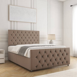 Bsspoke Maya Divan Bed Mink Plush Velvet 24Inch Headboard & 20Inch Footboard No Mattress No Drawers In 3Ft 4Ft 4Ft6 5Ft 6Ft - thumbnail 3