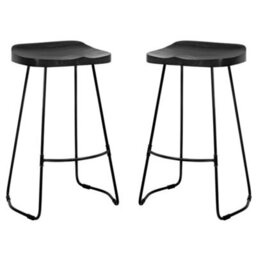MH London Lara Set Of Two Saddle Seat Kitchen & Breakfast Counter Bar Stools - Black - thumbnail 4