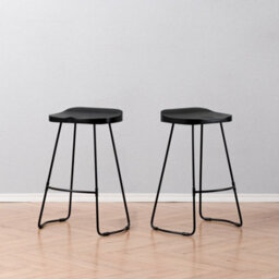 MH London Lara Set Of Two Saddle Seat Kitchen & Breakfast Counter Bar Stools - Black - thumbnail 3