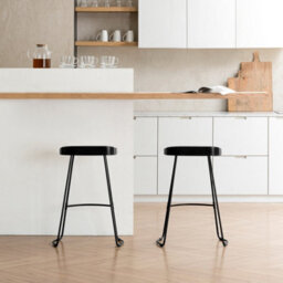 MH London Lara Set Of Two Saddle Seat Kitchen & Breakfast Counter Bar Stools - Black - thumbnail 2