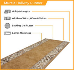 Murcia Hallway Runner Rug - Hardwearing, Non-Slip & Durable Carpet For Hall, Kitchen & Corridor - thumbnail 2