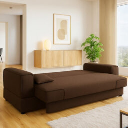 Gabi Brown Sofa Bed With Storage Comfortable 3 Seater Couch With Sleeping Function Inari24 - thumbnail 4