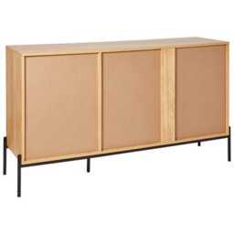 Wyld And Coco Novacraft Sideboard With 3 Drawers And Cabinet, Light Wood Finish With Black Metal Base - thumbnail 6