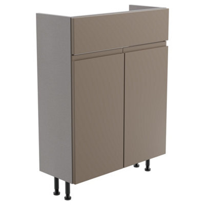 Westport Slim Slimline Matt Stone Grey Double Freestanding Bathroom Vanity Unit (H) 820mm (W) 595mm - image 1