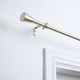 OHS Curtain Pole Extendable Metal Finnials Trumpet End Rings Rod Fittings, Brass - thumbnail 1