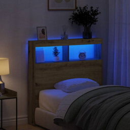Berkfield Headboard Cabinet With Led Artisan Oak 100X17X102 Cm - thumbnail 1