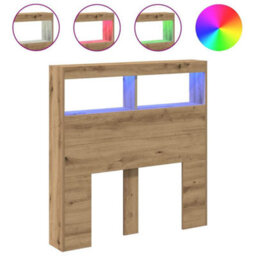 Berkfield Headboard Cabinet With Led Artisan Oak 100X17X102 Cm - thumbnail 2