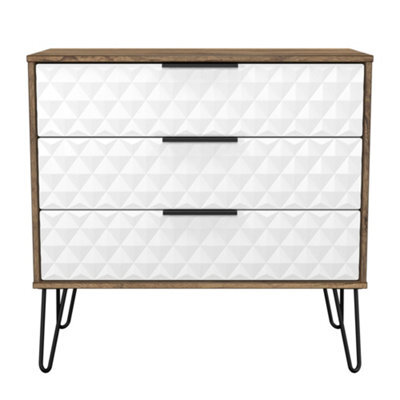Anzio Matt Vintage Oak Effect 3 Drawer Chest (H)737mm (W)765mm (D)395mm - image 1