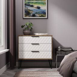 Anzio Matt Vintage Oak Effect 3 Drawer Chest (H)737mm (W)765mm (D)395mm - thumbnail 5