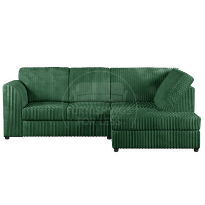 Furnishings For Less UK Luxor Green Jumbo Cord 4 Seater Corner Sofa Right Hand Facing - Full Back - image 1