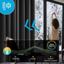 Ameha Dark Grey Plain Curtain Blackout Thick Thermal Insulated Bedroom Kitchen 66'' X 54'' Pencil Pleat Curtain Pair With Tie Back - thumbnail 7