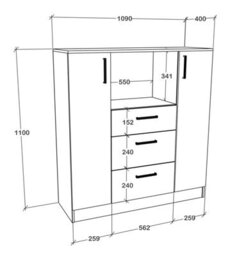 Vcm Kitchen Cabinet Chest Of Drawers Microwave Esilo - thumbnail 4