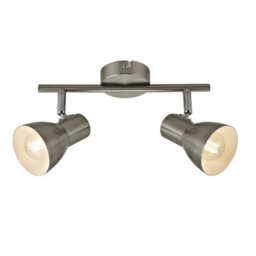 Luminosa Lighting Luminosa Riado Twin Ceiling Spotlight Satin Nickel 2Xe14