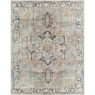 Livabliss Kemer-Washable Green Blue Brown Traditional Vintage Boho Living Dining Rug 200 X 275 Cm Easy Care, Non Shedding - image 1