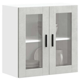 Berkfield Kitchen Wall Cabinet With Glass Door Porto Concrete Grey