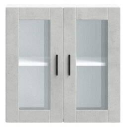Berkfield Kitchen Wall Cabinet With Glass Door Porto Concrete Grey - thumbnail 7