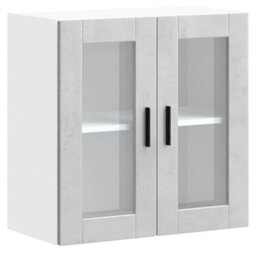 Berkfield Kitchen Wall Cabinet With Glass Door Porto Concrete Grey - thumbnail 2