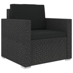 Vidaxl 6 Piece Garden Lounge Set With Cushions Poly Rattan Black - thumbnail 8