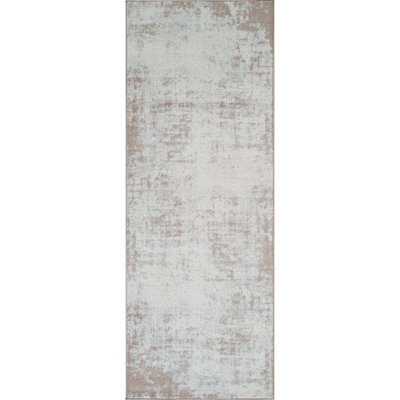 Livabliss Floransa-Abstract Beige Grey Off-White Modern Marble Living Dining Bedroom Rug 80 X 220 Cm Easy Care, Non Shedding - image 1