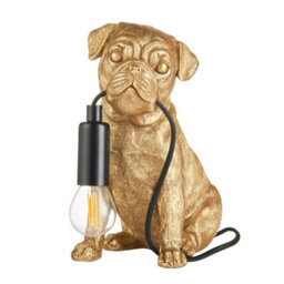 Loops Charming Set Of 2 Vintage Gold Pug Puppy Table Lamps For Dog Lovers - thumbnail 8