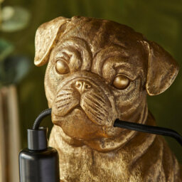 Loops Charming Set Of 2 Vintage Gold Pug Puppy Table Lamps For Dog Lovers - thumbnail 5