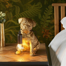 Loops Charming Set Of 2 Vintage Gold Pug Puppy Table Lamps For Dog Lovers - thumbnail 6