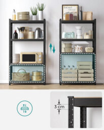 Songmics 4-Tier Shelving Unit, Steel Shelving Unit For Storage, Boltless Assembly, For Garage, Shed, Black - thumbnail 4