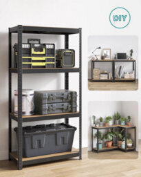 Songmics 4-Tier Shelving Unit, Steel Shelving Unit For Storage, Boltless Assembly, For Garage, Shed, Black - thumbnail 5