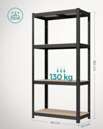 Songmics 4-Tier Shelving Unit, Steel Shelving Unit For Storage, Boltless Assembly, For Garage, Shed, Black - thumbnail 2