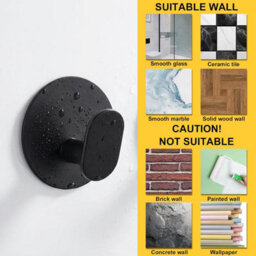 4 Pack Adhesive Wall Hooks, Coat Rack, Towel Rack, Bathroom Towel Holder, No Drilling Required, Stainless Steel, Black - thumbnail 6