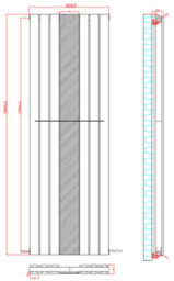 Radilux 1800 X 600mm Double Flat Panel Vertical Mirror Radiator Rad Modern White - thumbnail 4