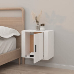 Berkfield Wall-Mounted Bedside Cabinet High Gloss White 50X30X47 Cm - thumbnail 3