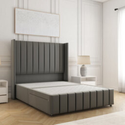Bsspoke Zoe Divan Bed Set In Grey Plush Velvet With 54Inch Headboard & Footboard 2Drawers Footend & No Mattress In All Sizes - thumbnail 2