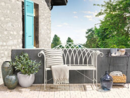 Beliani Garden Bench Milazzo 130 Cm Metal White - thumbnail 2