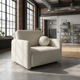 Viva Sun I Sofa Bed Chair With Sleeping Function And Bedding Storage Chipboard Frame Metal Legs 100X103X85Cm Cream - thumbnail 2