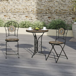 Iron Ceramic Round Side Coffee Patio Table Mosaic Design Garden Drinks Tables - thumbnail 5
