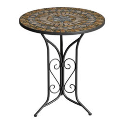 Iron Ceramic Round Side Coffee Patio Table Mosaic Design Garden Drinks Tables - thumbnail 1