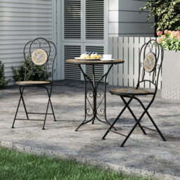 Iron Ceramic Round Side Coffee Patio Table Mosaic Design Garden Drinks Tables - thumbnail 6